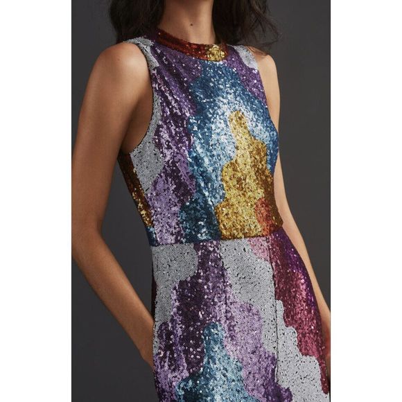 New Anthropologie Hutch Abstract Sequin Jumpsuit Size Medium - Picture 3 of 9